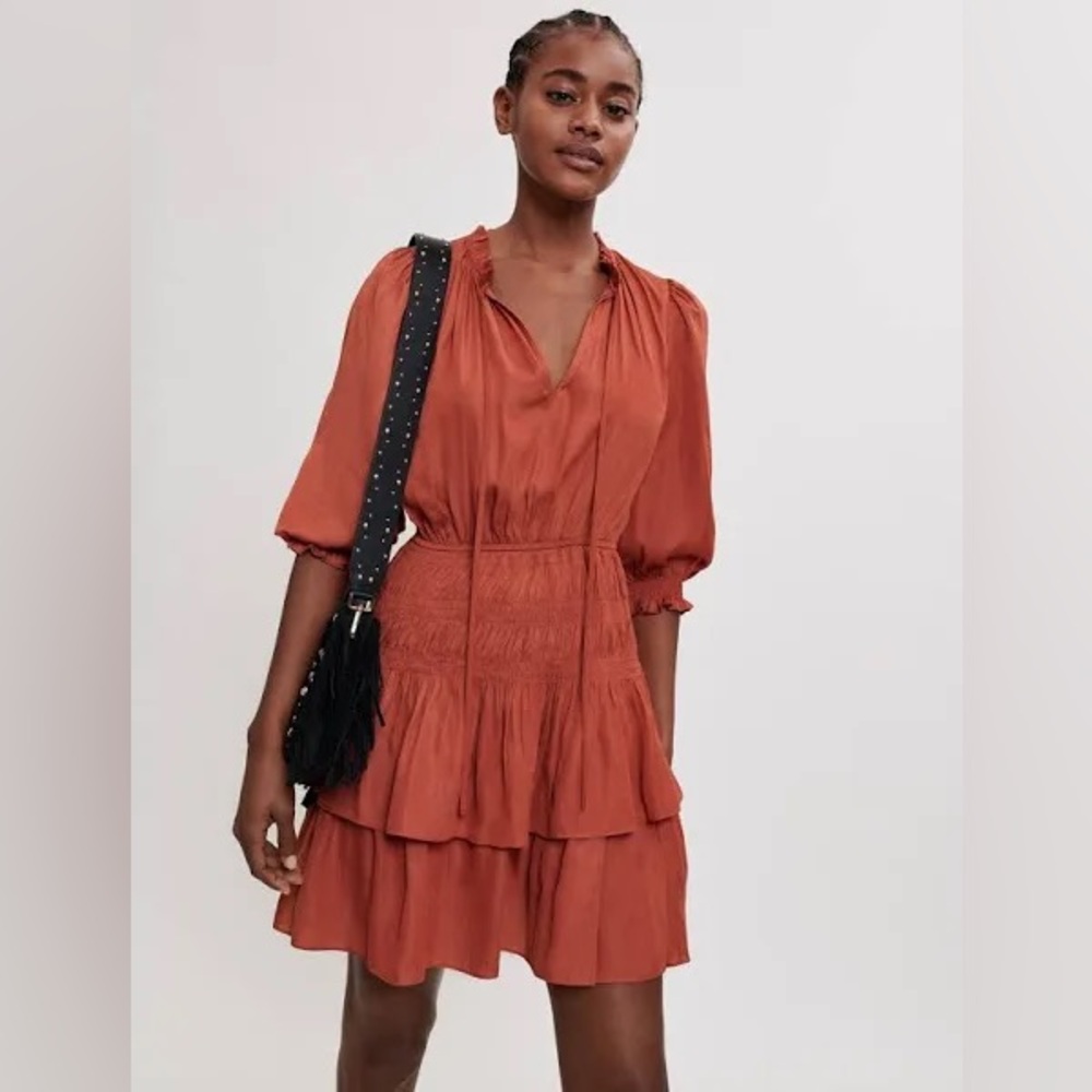 Maje Radji Satin Ruffled Dress S/36